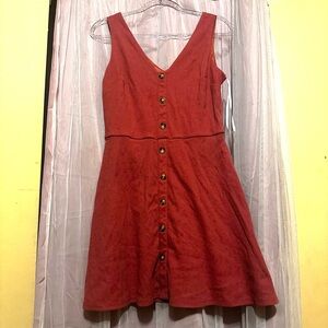 Iz Byer Red Button-Front Mini Dress